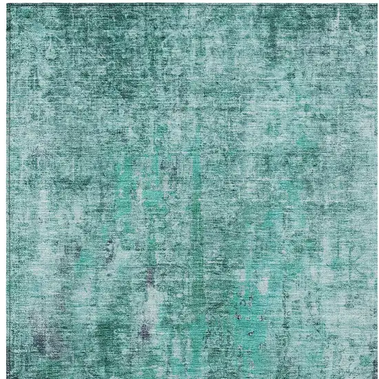 Teal Blue Green And Gray Abstract Washable Indoor Outdoor Area Rug Photo 5