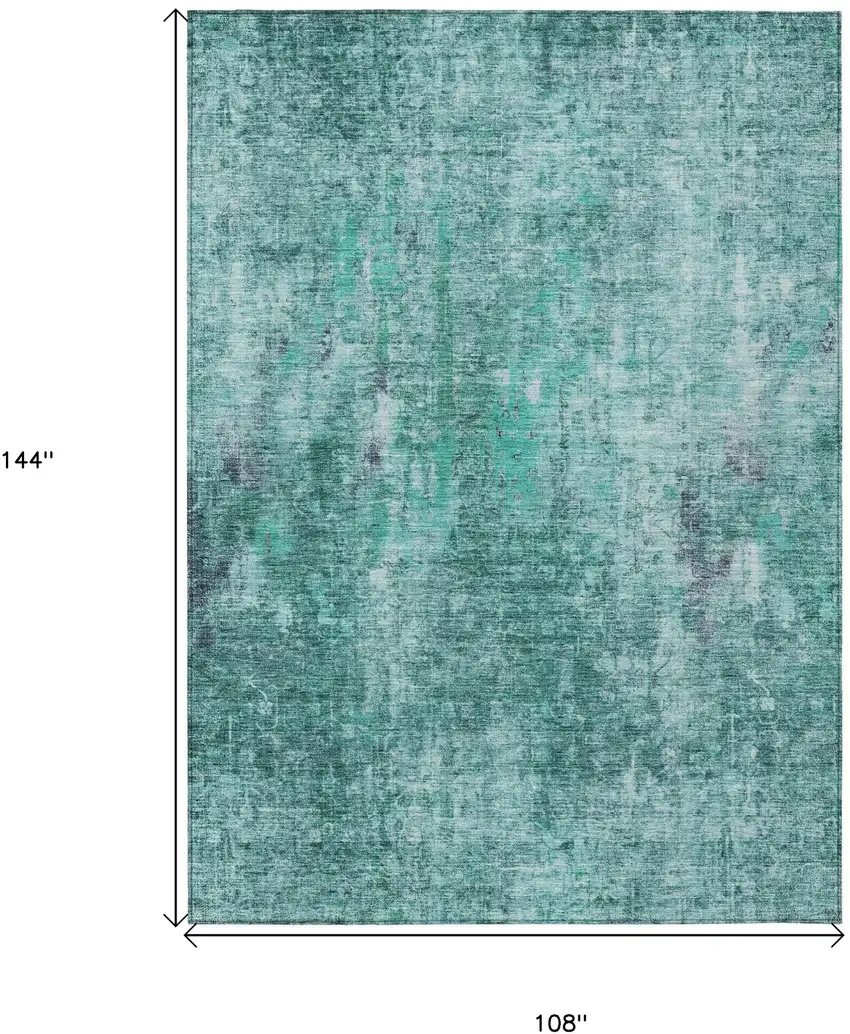 Teal Blue Green And Gray Abstract Washable Indoor Outdoor Area Rug Photo 3