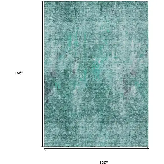 Teal Blue Green And Gray Abstract Washable Indoor Outdoor Area Rug Photo 3