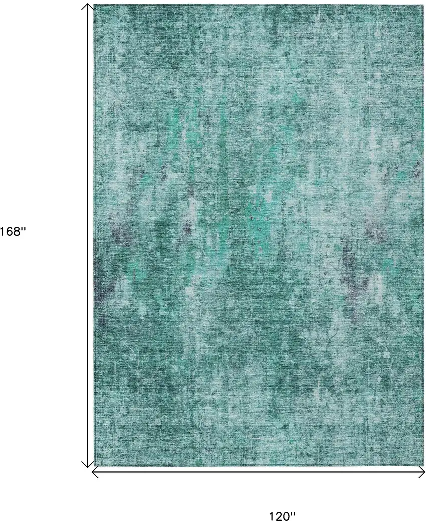 Teal Blue Green And Gray Abstract Washable Indoor Outdoor Area Rug Photo 3