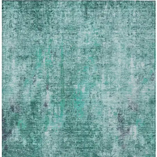 Teal Blue Green And Gray Abstract Washable Indoor Outdoor Area Rug Photo 6