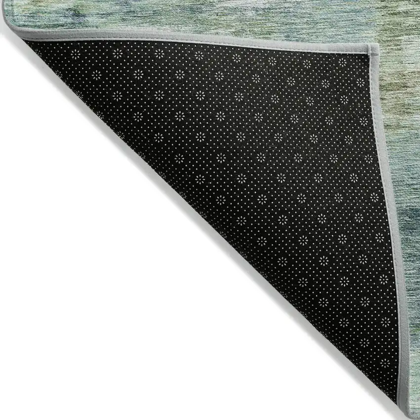 Teal Blue Green And Ivory Abstract Washable Indoor Outdoor Area Rug Photo 4