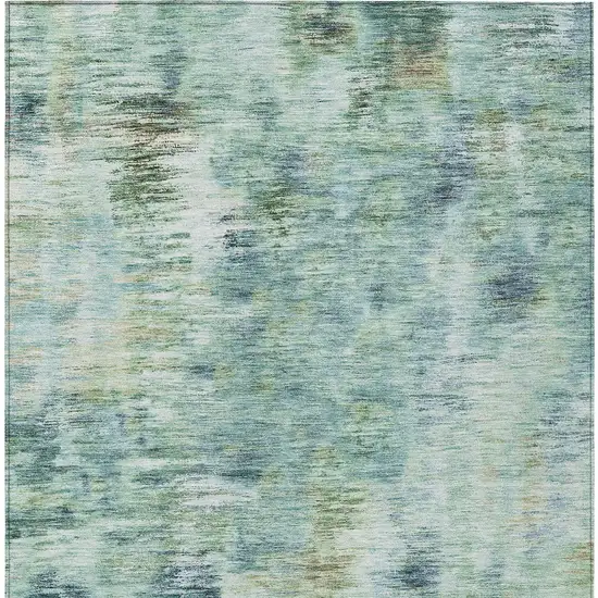Teal Blue Green And Ivory Abstract Washable Indoor Outdoor Area Rug Photo 6