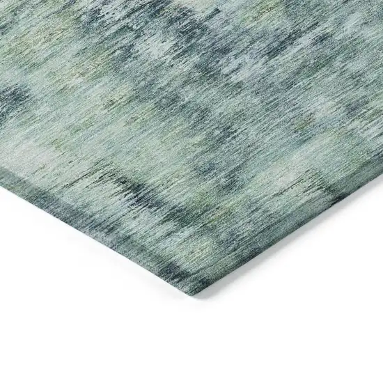 Teal Blue Green And Ivory Abstract Washable Indoor Outdoor Area Rug Photo 5