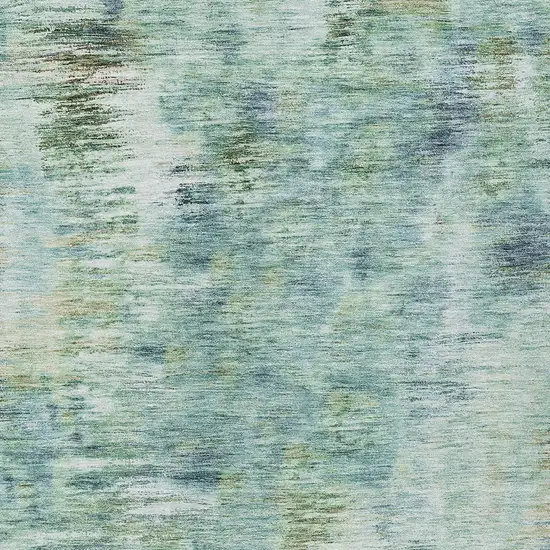 Teal Blue Green And Ivory Abstract Washable Indoor Outdoor Area Rug Photo 6