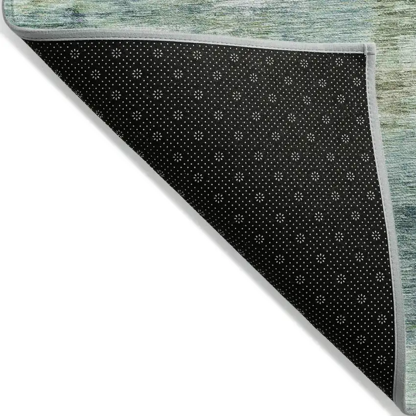 Teal Blue Green And Ivory Abstract Washable Indoor Outdoor Area Rug Photo 4