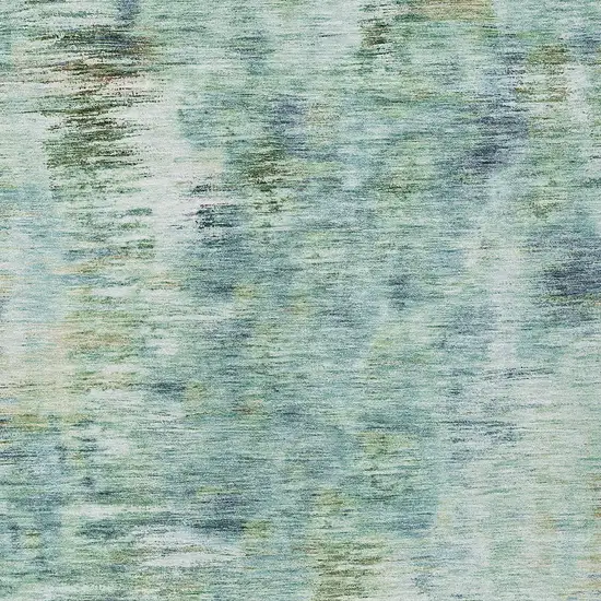 Teal Blue Green And Ivory Abstract Washable Indoor Outdoor Area Rug Photo 6