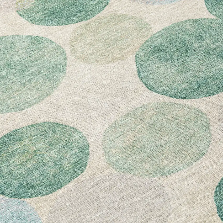 Teal Blue Green And Ivory Geometric Washable Indoor Outdoor Area Rug Photo 8