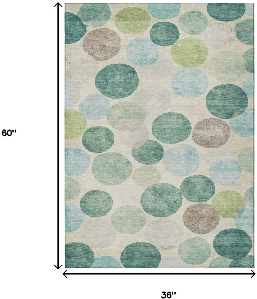 Teal Blue Green And Ivory Geometric Washable Indoor Outdoor Area Rug Photo 9