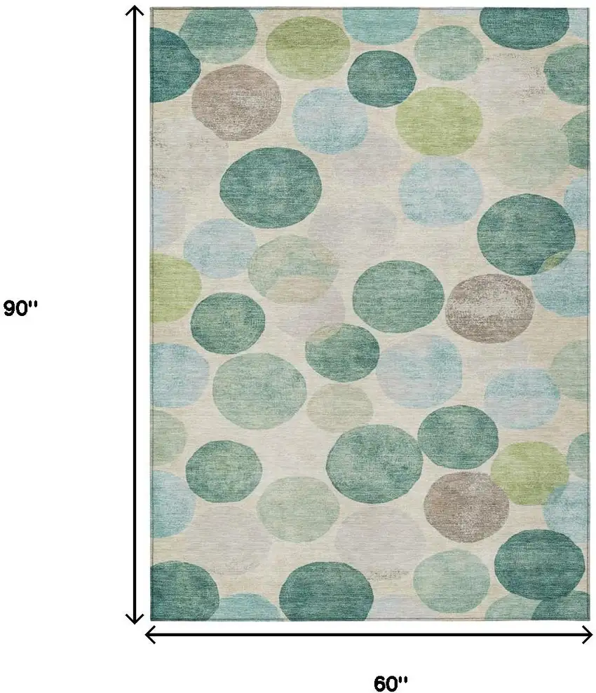 Teal Blue Green And Ivory Geometric Washable Indoor Outdoor Area Rug Photo 9