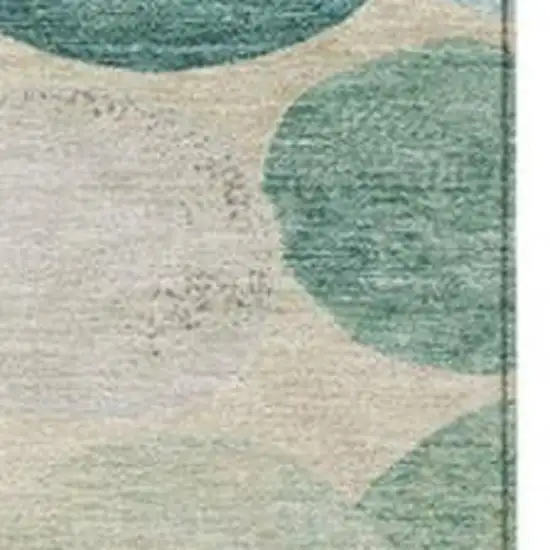 Teal Blue Green And Ivory Geometric Washable Indoor Outdoor Area Rug Photo 3