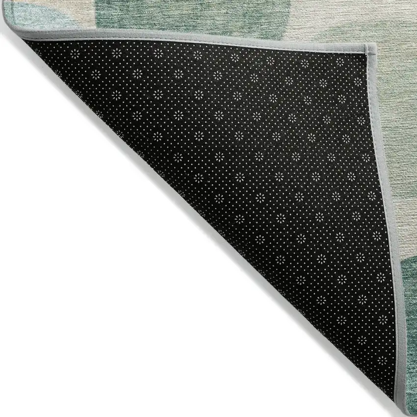 Teal Blue Green And Ivory Geometric Washable Indoor Outdoor Area Rug Photo 4