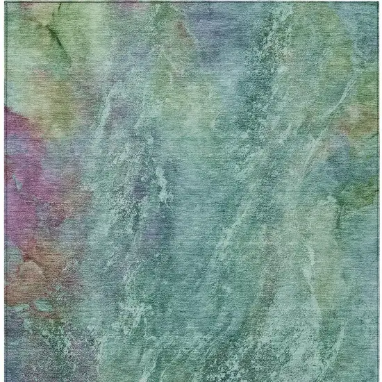 Teal Blue Green And Purple Abstract Washable Indoor Outdoor Area Rug Photo 7