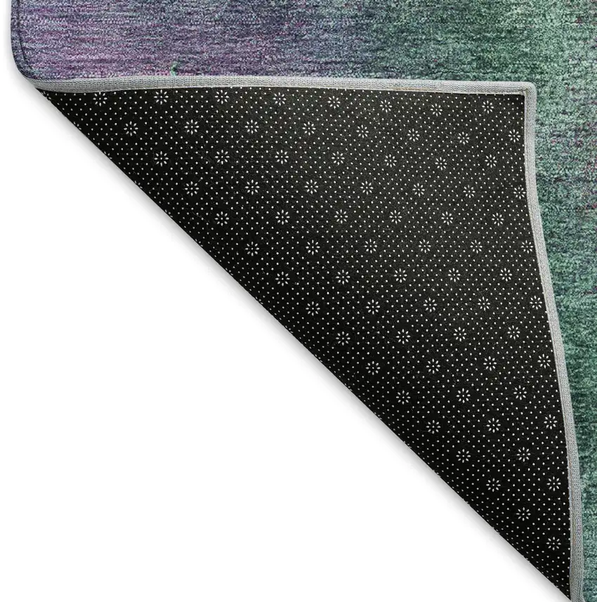 Teal Blue Green And Purple Abstract Washable Indoor Outdoor Area Rug Photo 4