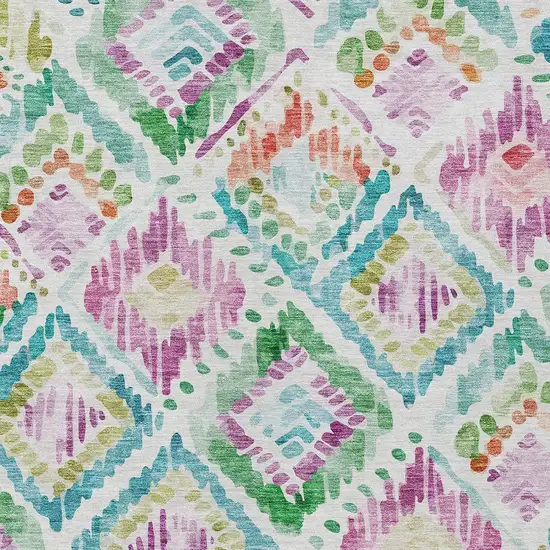 Teal Blue Green And Purple Geometric Washable Indoor Outdoor Area Rug Photo 6