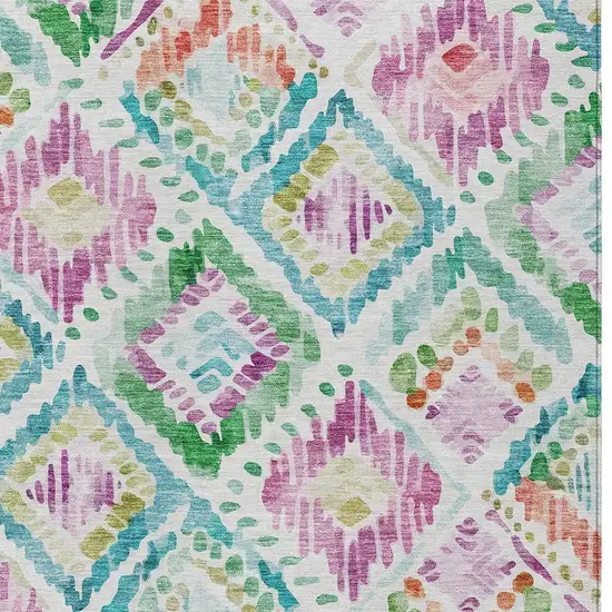 Teal Blue Green And Purple Geometric Washable Indoor Outdoor Area Rug Photo 6