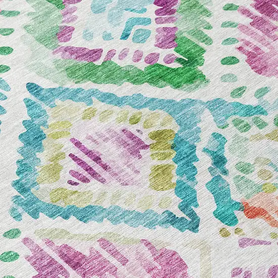 Teal Blue Green And Purple Geometric Washable Indoor Outdoor Area Rug Photo 5