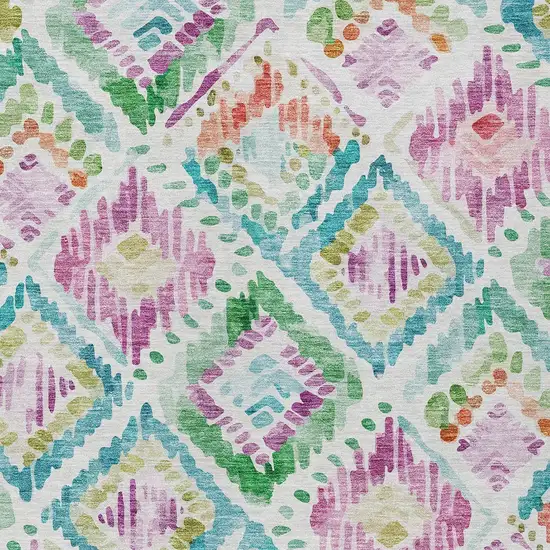 Teal Blue Green And Purple Geometric Washable Indoor Outdoor Area Rug Photo 6