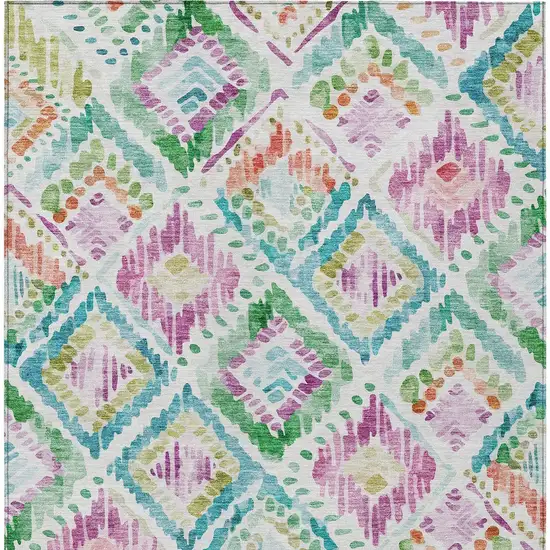 Teal Blue Green And Purple Geometric Washable Indoor Outdoor Area Rug Photo 7