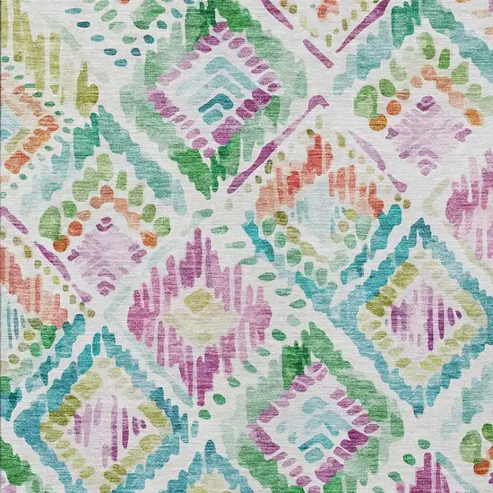 Teal Blue Green And Purple Geometric Washable Indoor Outdoor Area Rug Photo 6