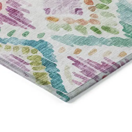 Teal Blue Green And Purple Geometric Washable Indoor Outdoor Area Rug Photo 4