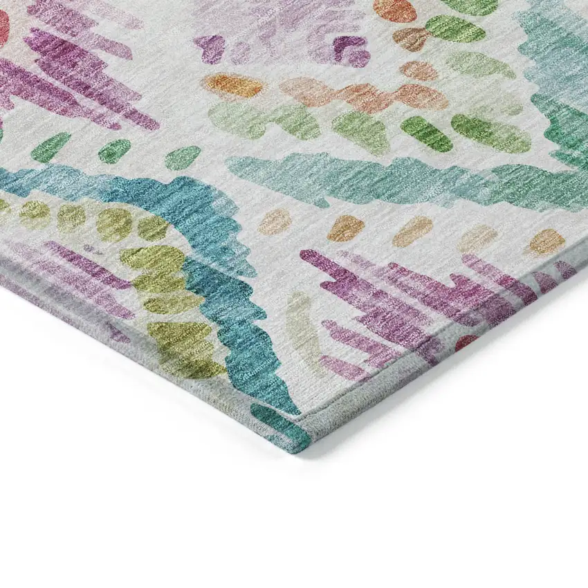 Teal Blue Green And Purple Geometric Washable Indoor Outdoor Area Rug Photo 4