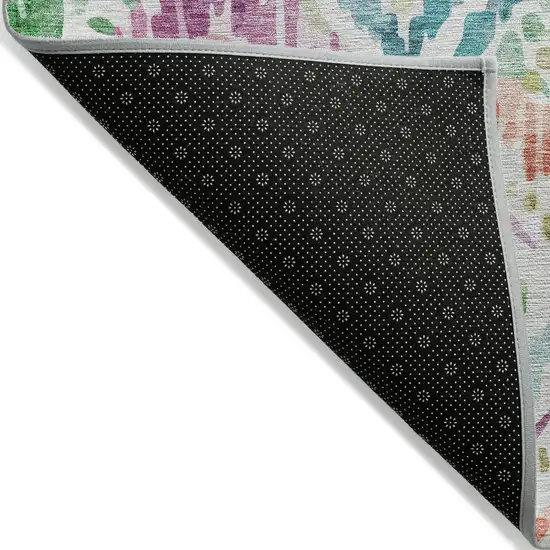 Teal Blue Green And Purple Geometric Washable Indoor Outdoor Area Rug Photo 3