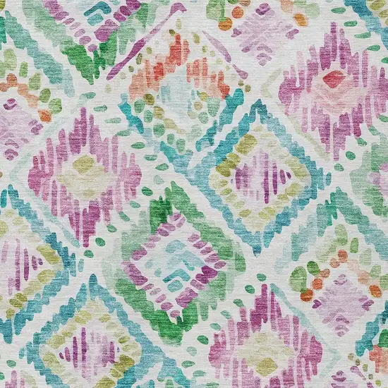 Teal Blue Green And Purple Geometric Washable Indoor Outdoor Area Rug Photo 6