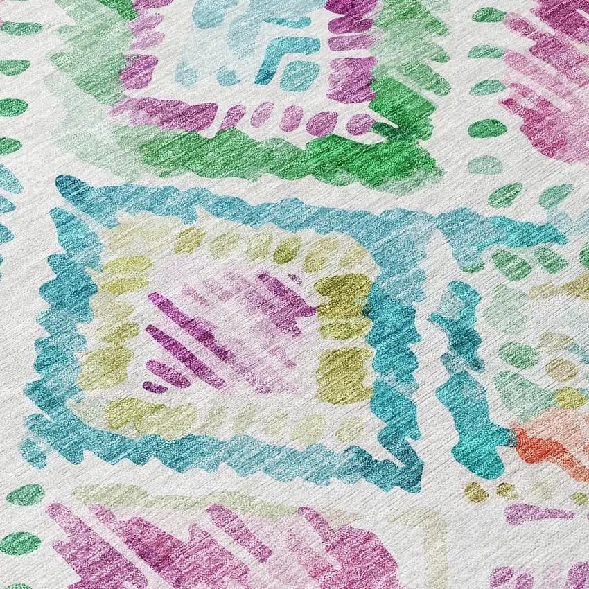 Teal Blue Green And Purple Geometric Washable Indoor Outdoor Area Rug Photo 5