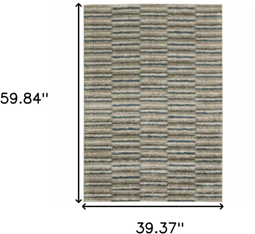 Teal Blue Grey And Tan Geometric Power Loom Stain Resistant Area Rug Photo 10