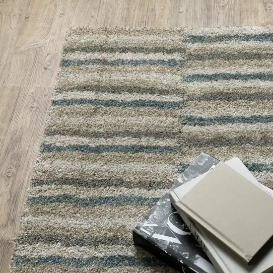 Teal Blue Geometric Power Loom Area Rug Photo 6