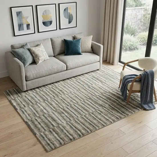 Teal Blue Geometric Power Loom Area Rug Photo 1