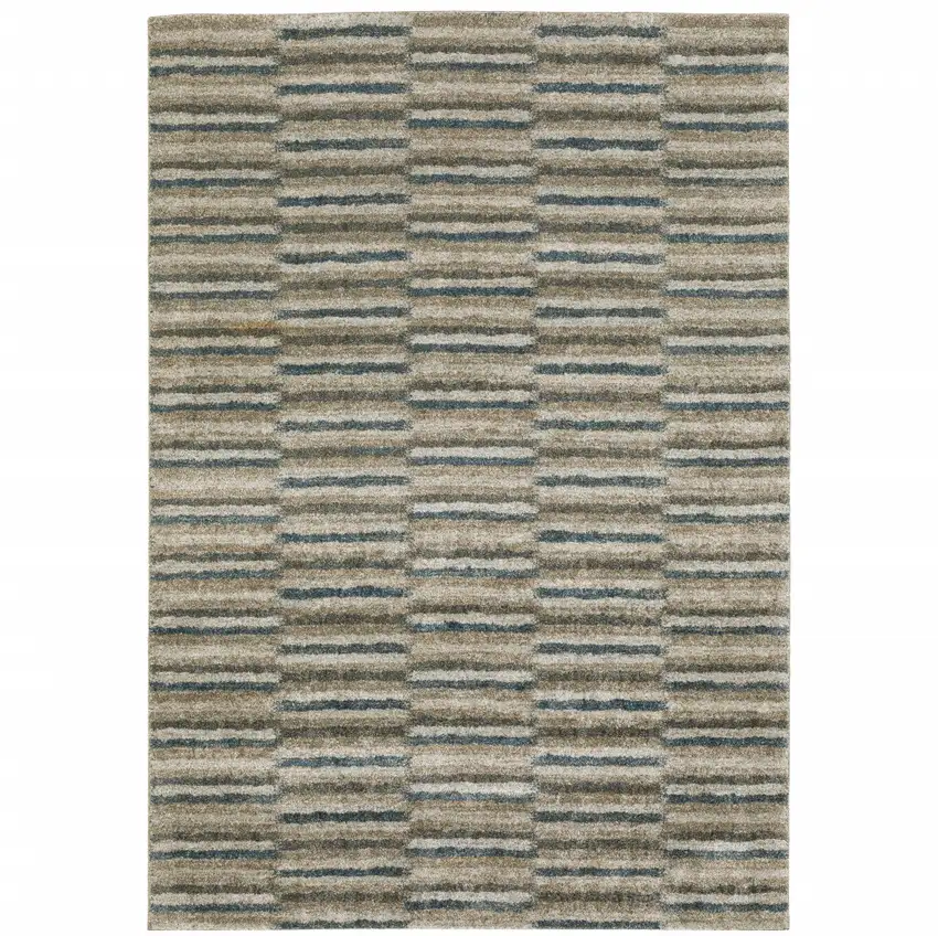 Teal Blue Geometric Power Loom Area Rug Photo 2