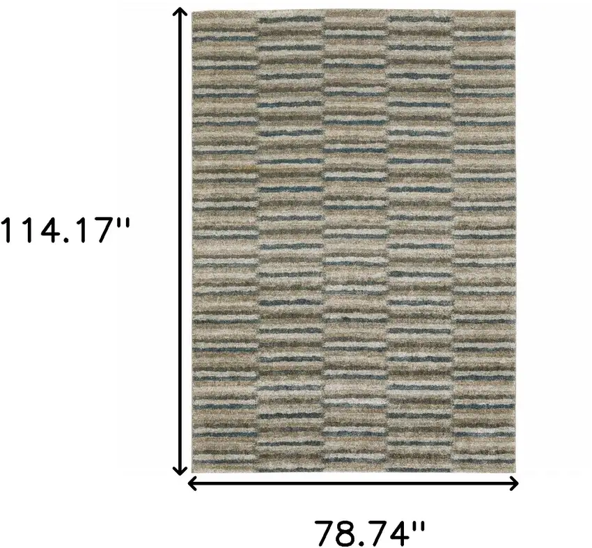 Teal Blue Grey And Tan Geometric Power Loom Stain Resistant Area Rug Photo 10