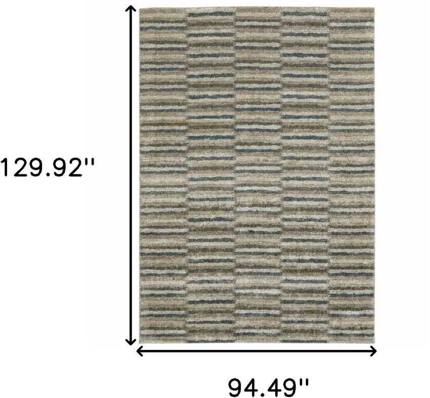 Teal Blue Grey And Tan Geometric Power Loom Stain Resistant Area Rug Photo 10