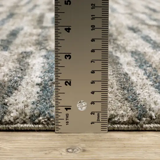 Teal Blue Geometric Power Loom Area Rug Photo 8