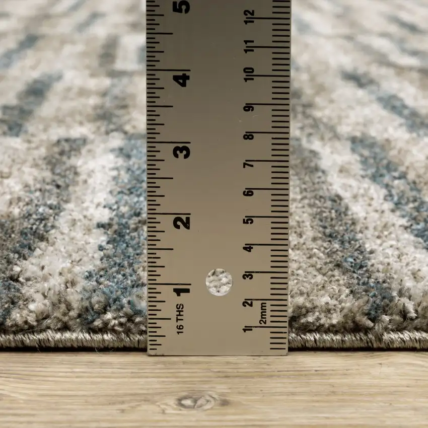 Teal Blue Geometric Power Loom Area Rug Photo 8