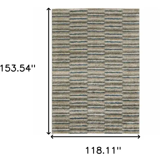 Teal Blue Geometric Power Loom Area Rug Photo 3