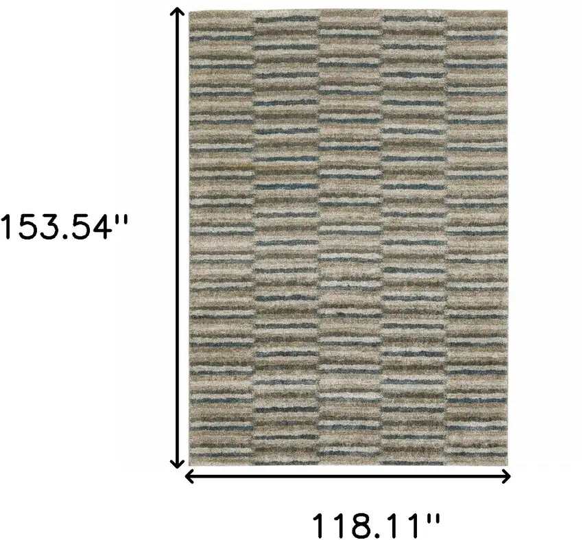 Teal Blue Grey And Tan Geometric Power Loom Stain Resistant Area Rug Photo 10