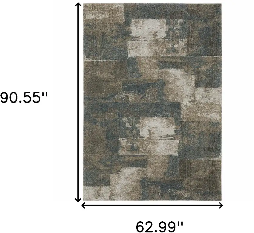 Teal Blue Geometric Power Loom Area Rug Photo 3