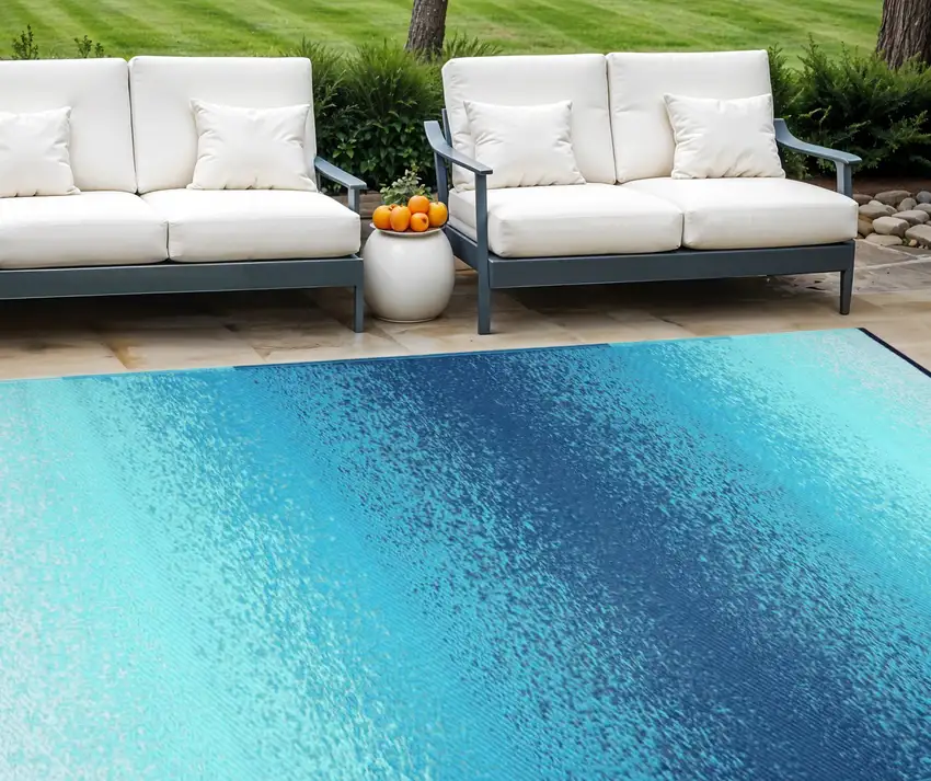 Teal Blue Indoor Outdoor Area Rug Photo 1