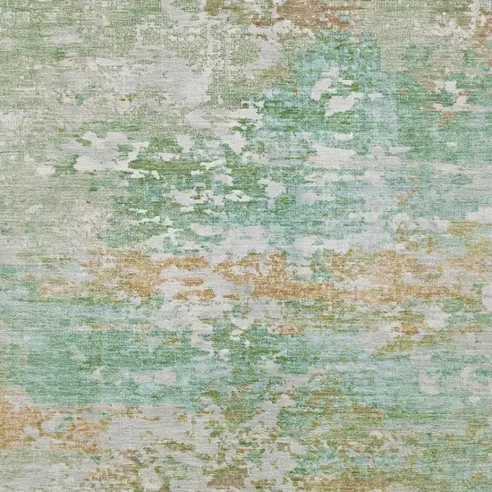 Teal Blue Ivory And Copper Abstract Washable Indoor Outdoor Area Rug Photo 4