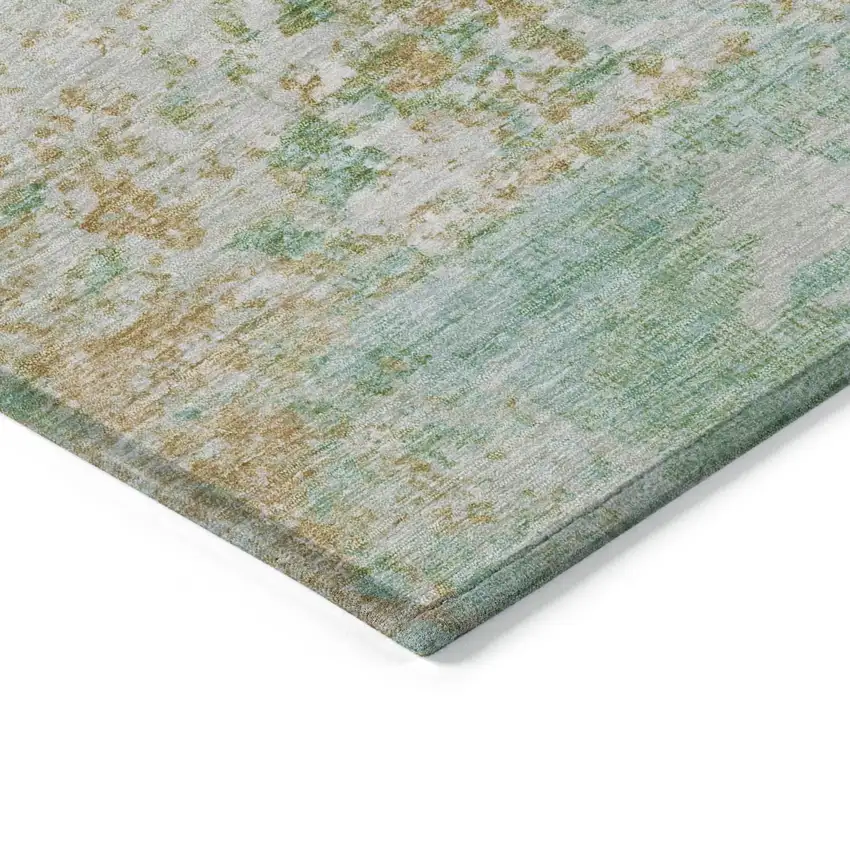 Teal Blue Ivory And Copper Abstract Washable Indoor Outdoor Area Rug Photo 9