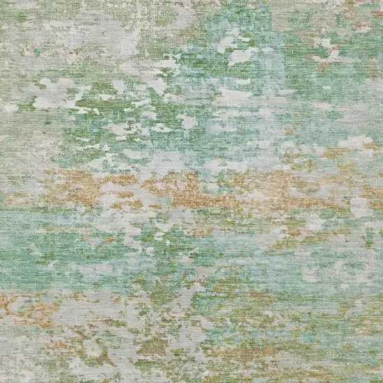 Teal Blue Ivory And Copper Abstract Washable Indoor Outdoor Area Rug Photo 4