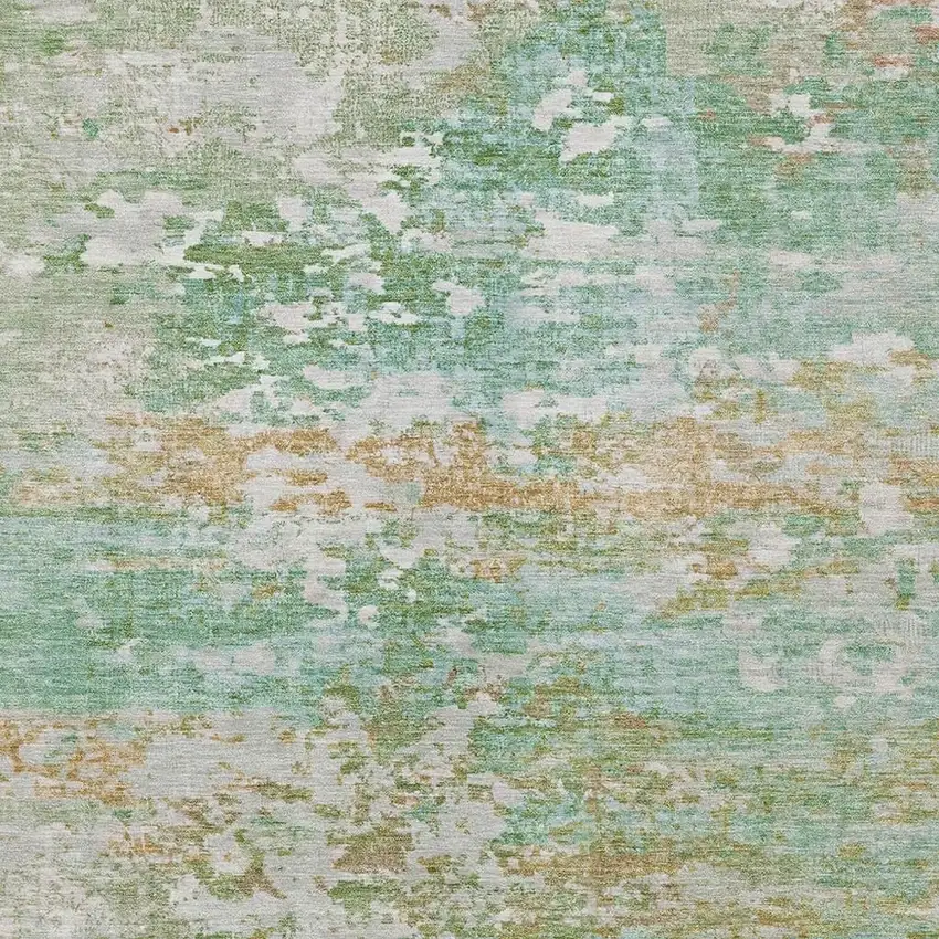 Teal Blue Ivory And Copper Abstract Washable Indoor Outdoor Area Rug Photo 4