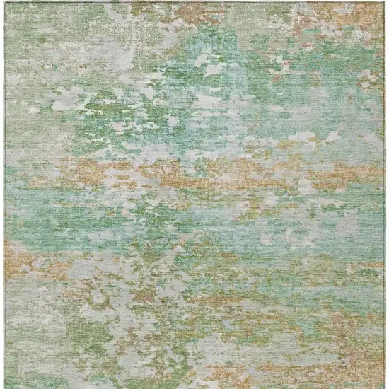 Teal Blue Ivory And Copper Abstract Washable Indoor Outdoor Area Rug Photo 3