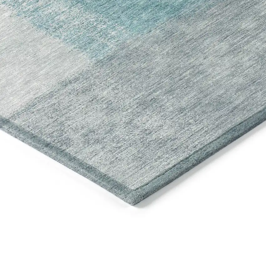 Teal Blue Ivory And Gray Abstract Washable Indoor Outdoor Area Rug Photo 6