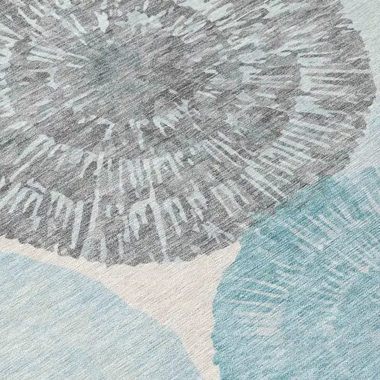 Teal Blue Ivory And Gray Abstract Washable Indoor Outdoor Area Rug Photo 8