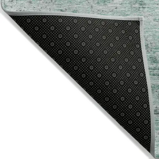 Teal Blue Ivory And Gray Damask Washable Indoor Outdoor Area Rug Photo 3