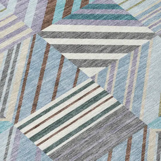 Teal Blue Lavender And Ivory Patchwork Washable Indoor Outdoor Area Rug Photo 1